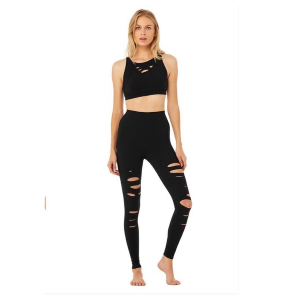ALO Yoga Ripped Warrior Legging High Waist S BLACK